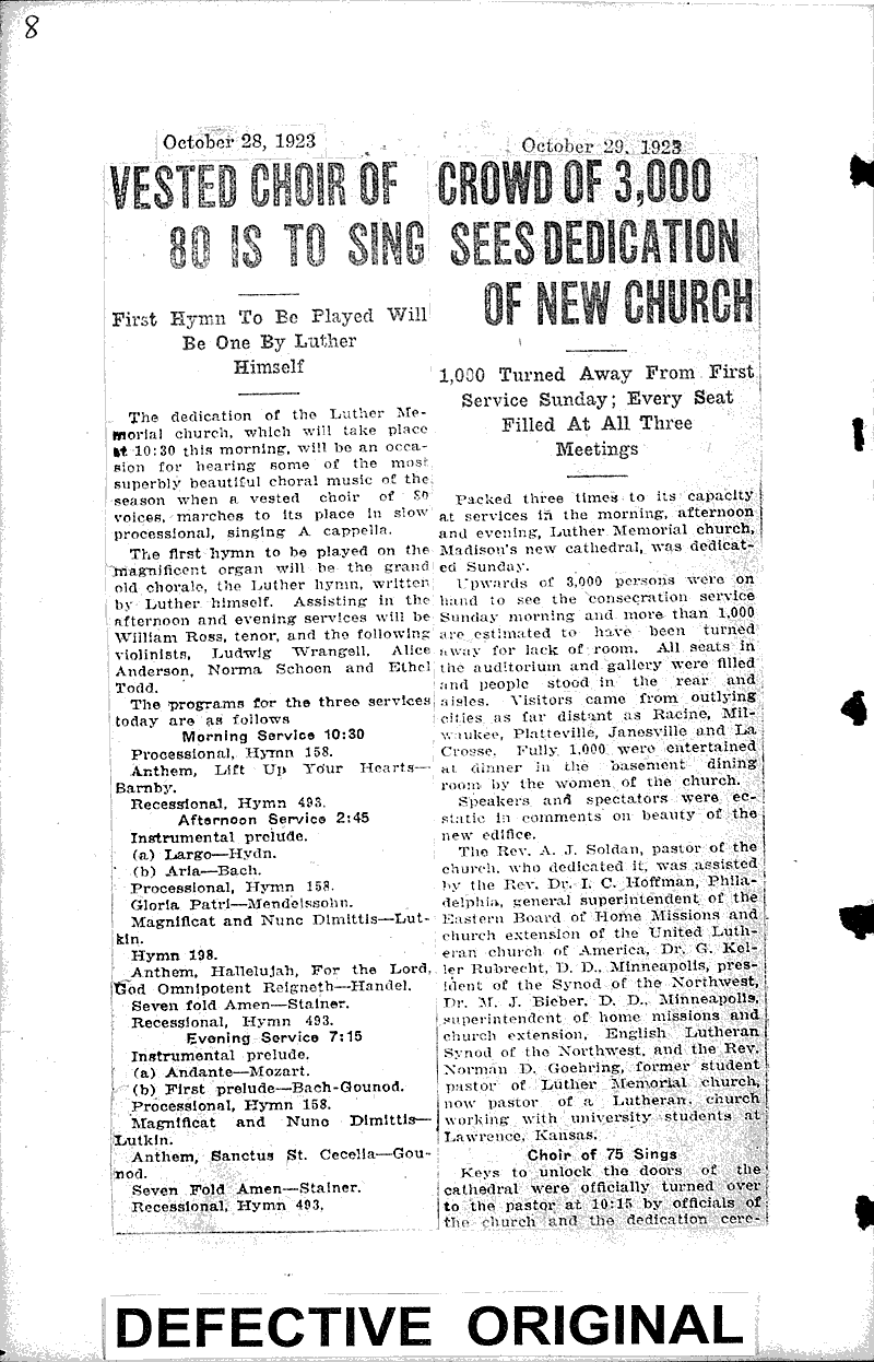  Topics: Church History Date: 1923-10-28