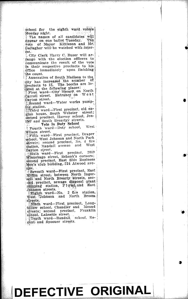 Voters settle 3 constests at polls Tuesday Source: Wisconsin State Journal Topics: Government and Politics Date: 1924-03-16