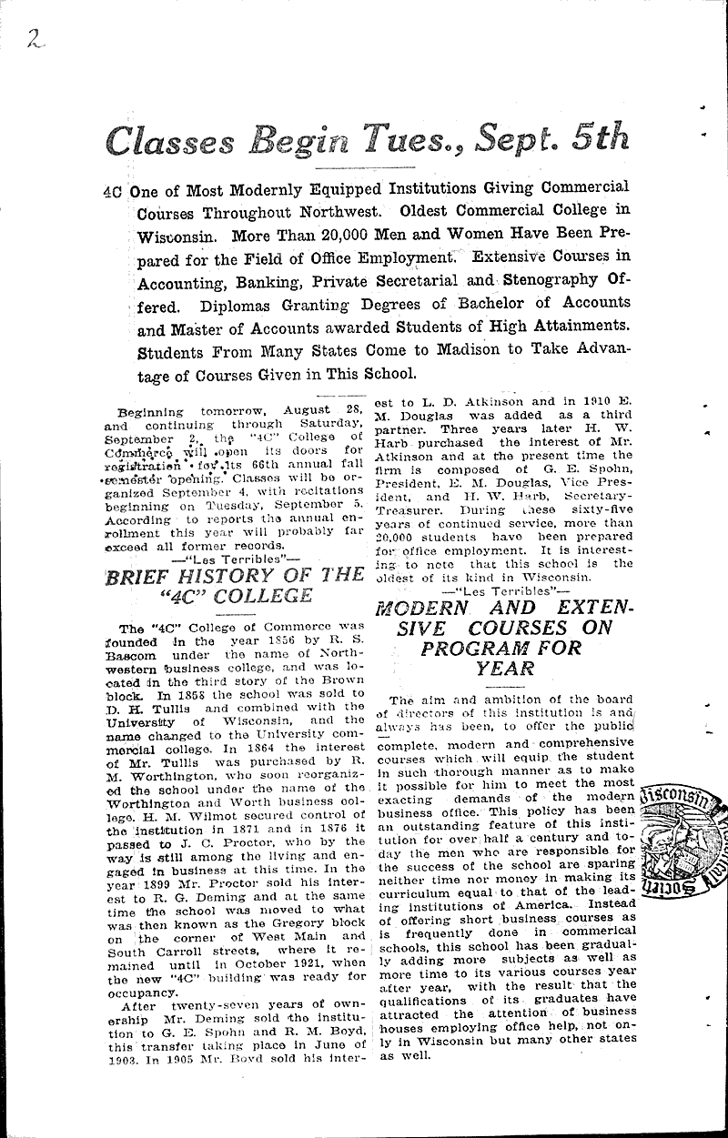  Source: Wisconsin State Journal Topics: Education Date: 1922-08-27