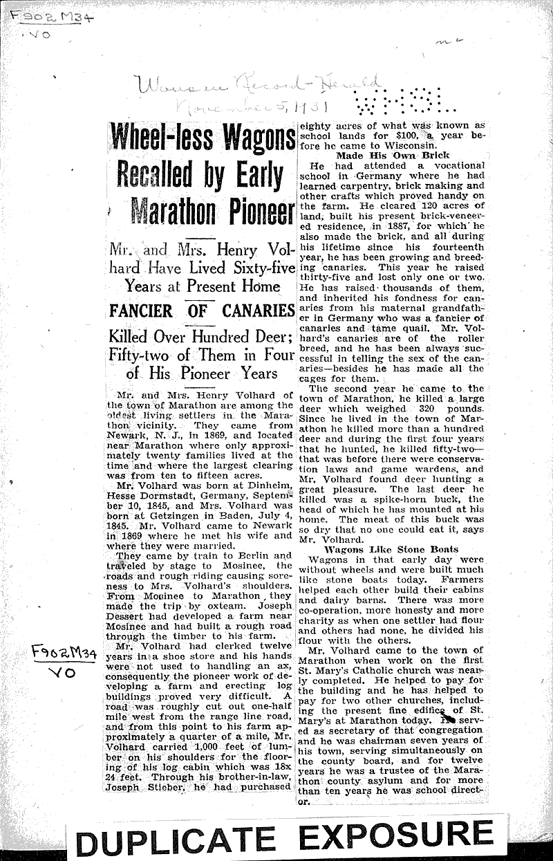  Source: Wausau Record-Herald Date: 1931-11-05