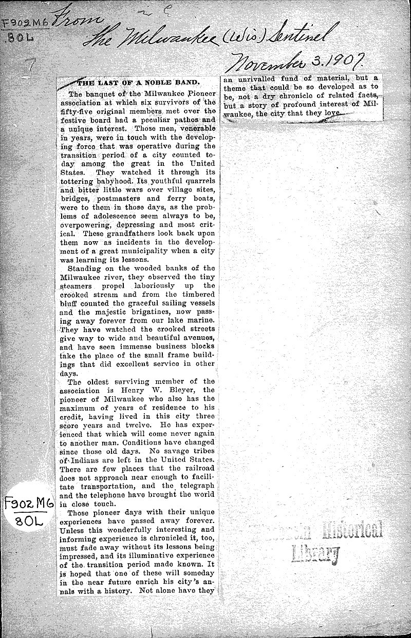  Source: Milwaukee Sentinel Topics: Social and Political Movements Date: 1907-11-03