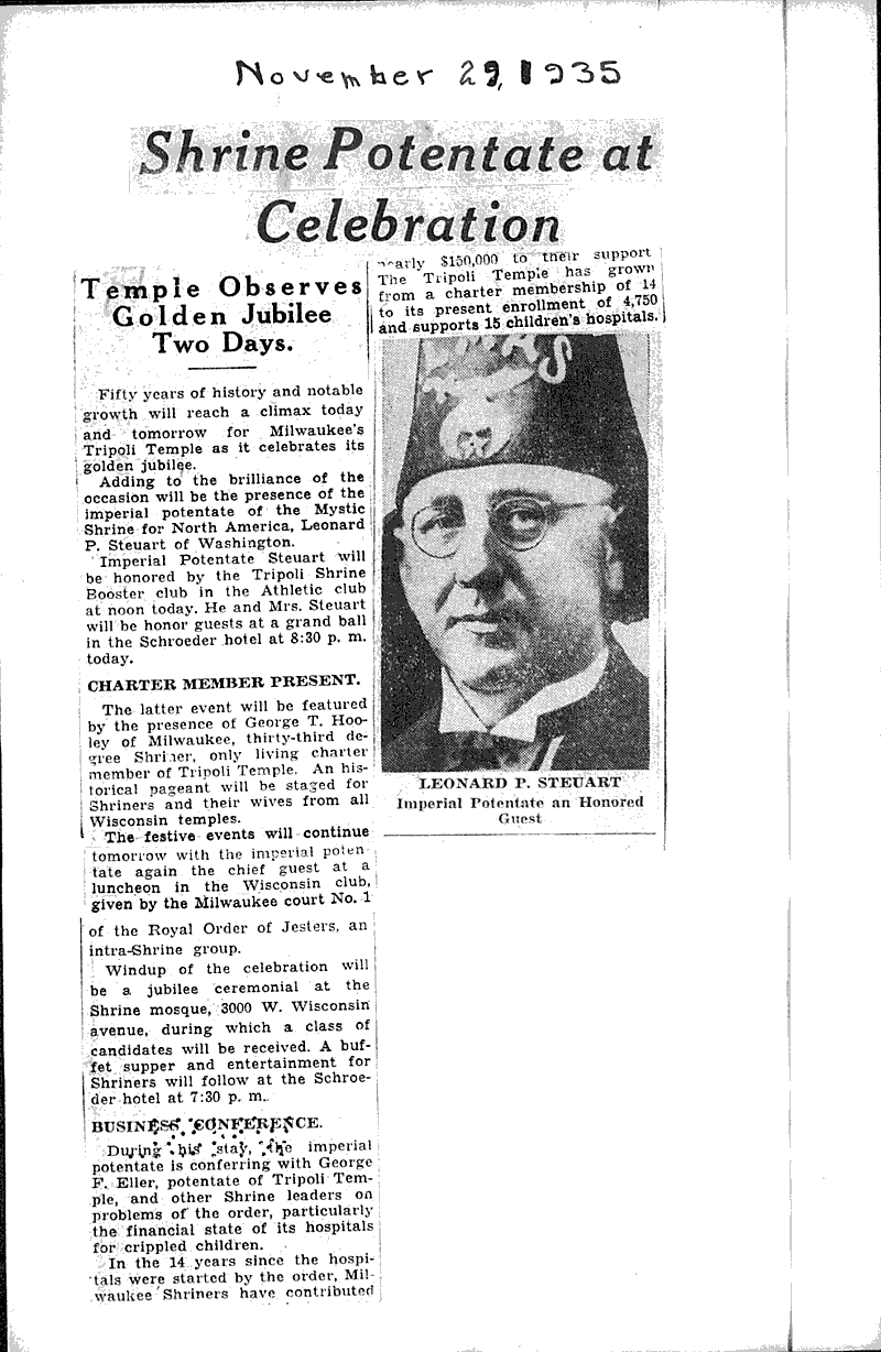 Jubilee opens at luncheon tomorrow Source: Wisconsin News Topics: Social and Political Movements Date: 1935-11-28