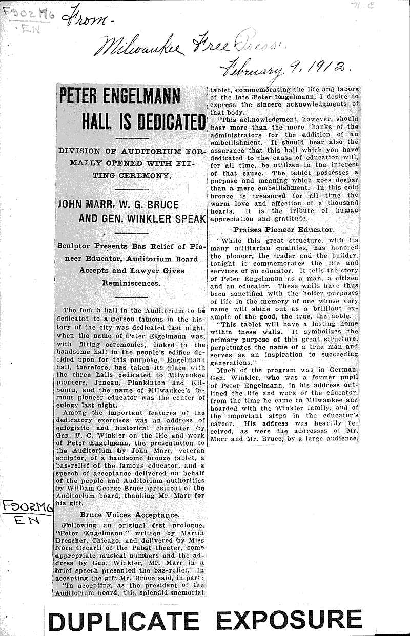  Source: Milwaukee Free Press Date: 1912-02-09