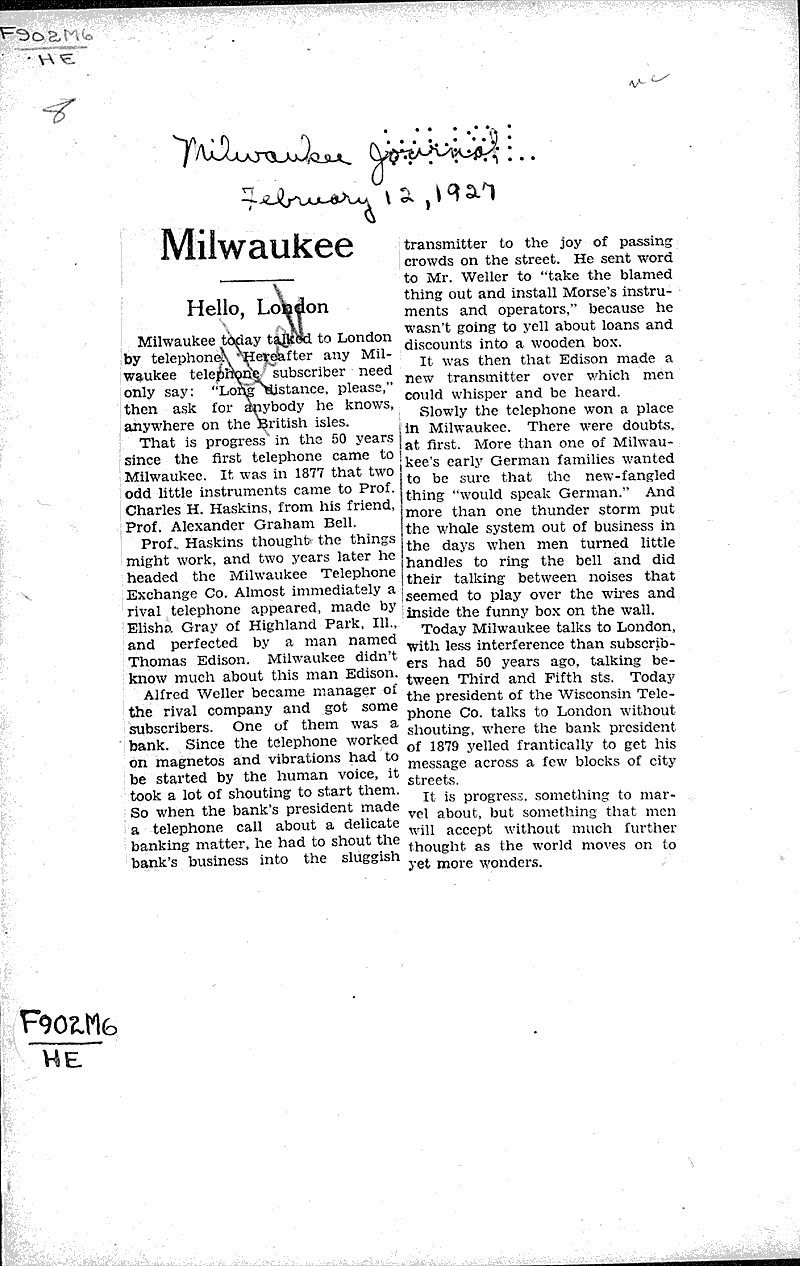  Source: Milwaukee Journal Topics: Industry Date: 1927-02-12