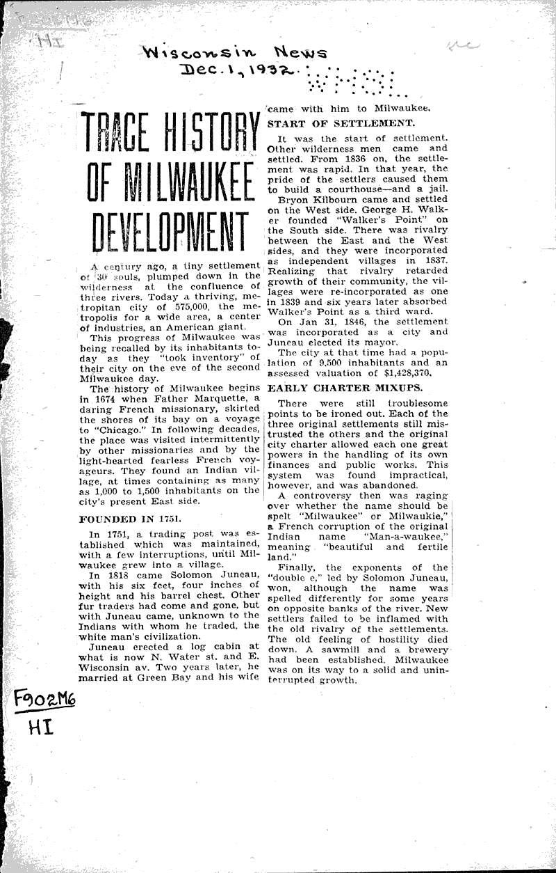  Source: Milwaukee Wisconsin News Date: 1932-12-01