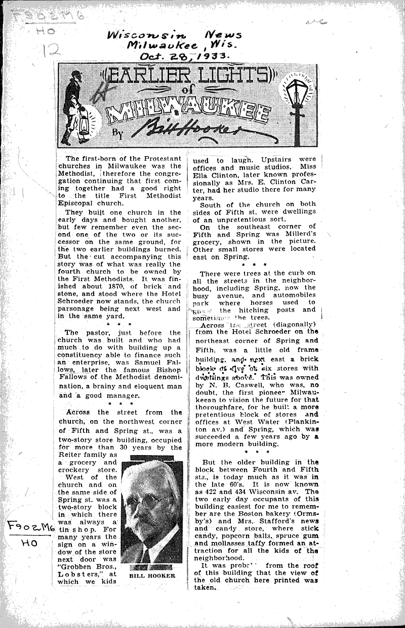  Source: Milwaukee Wisconsin News Topics: Church History Date: 1933-10-28