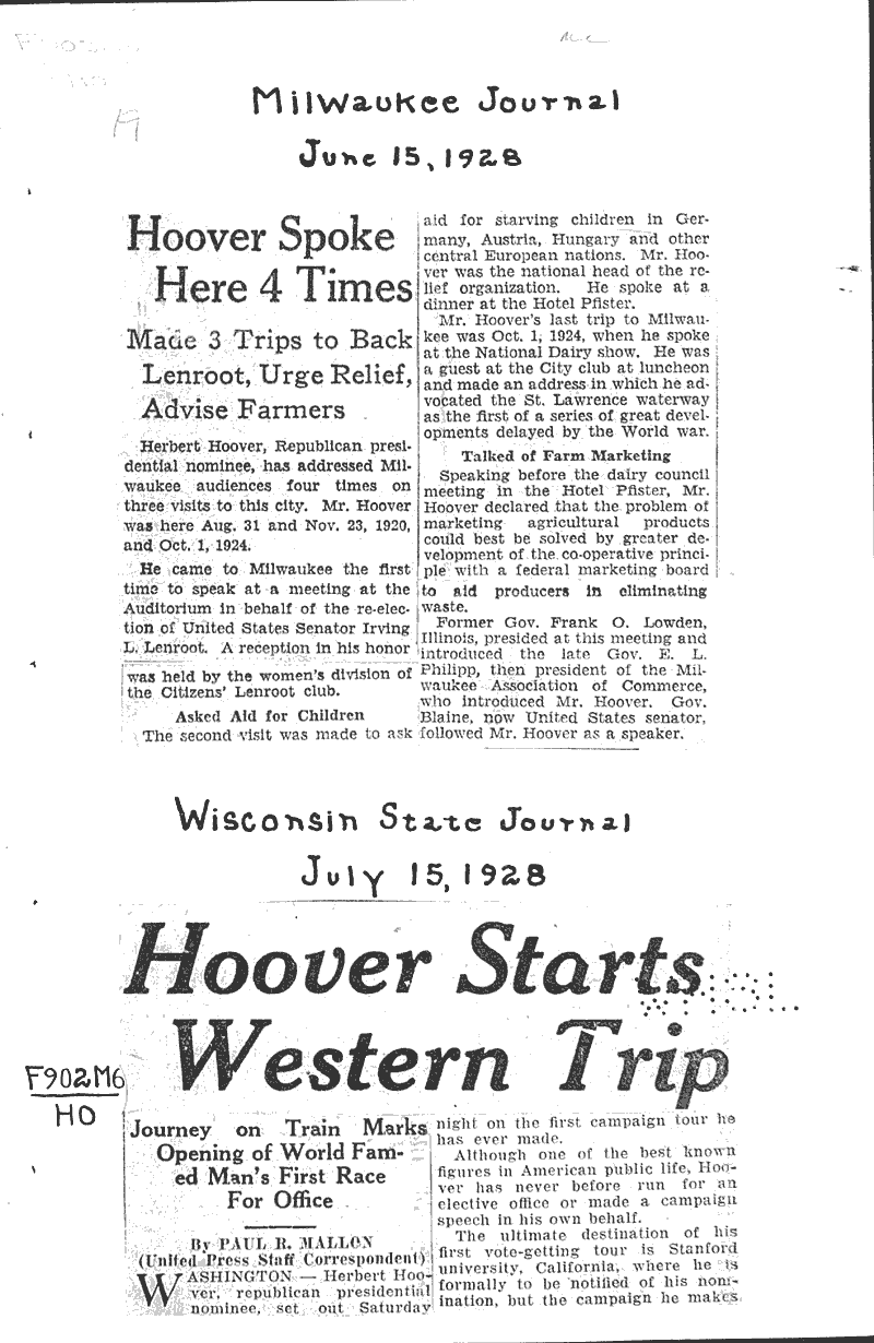  Source: Wisconsin State Journal Topics: Government and Politics Date: 1928-07-15