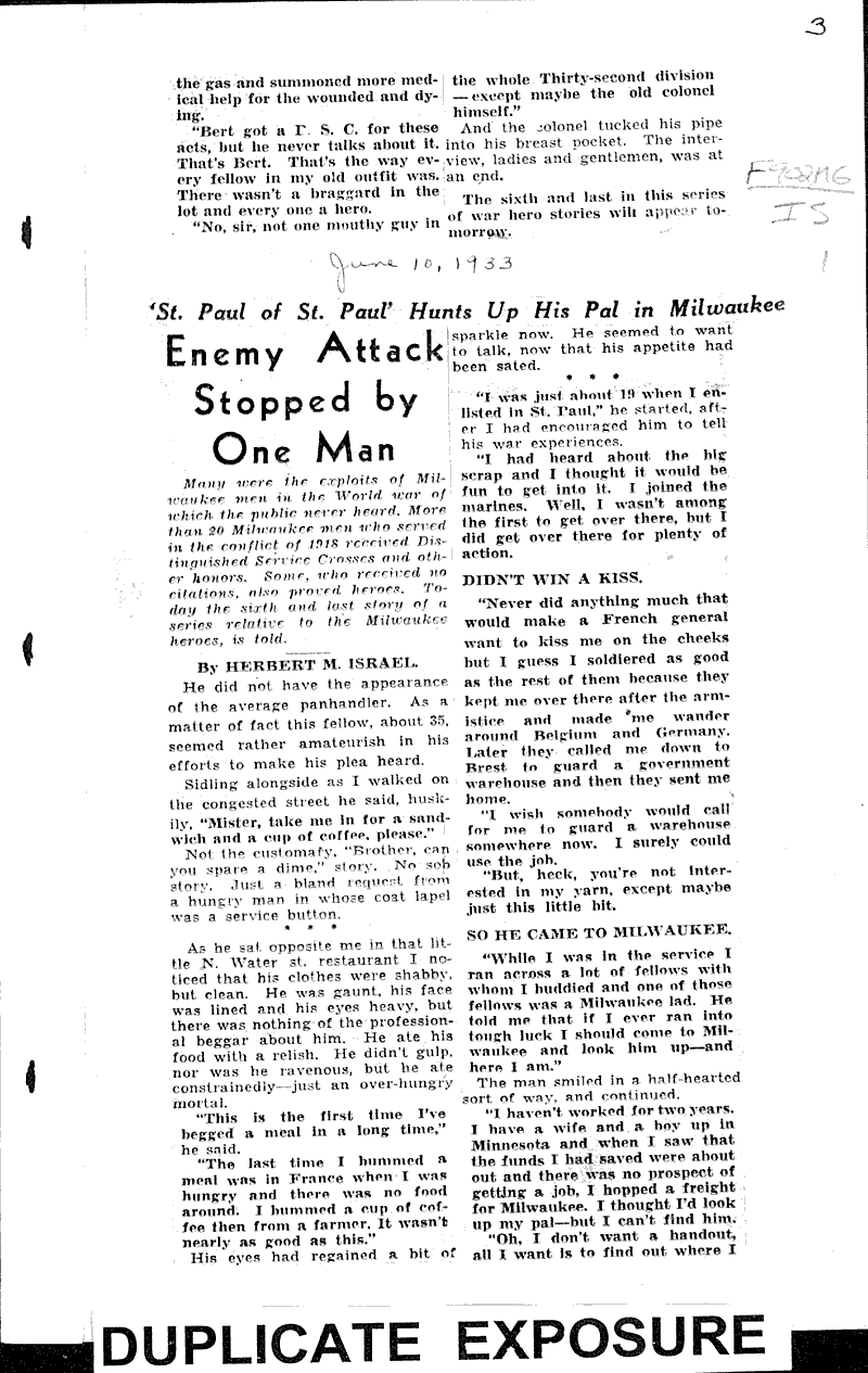  Source: Milwaukee Journal Topics: Wars Date: 1933-06-09
