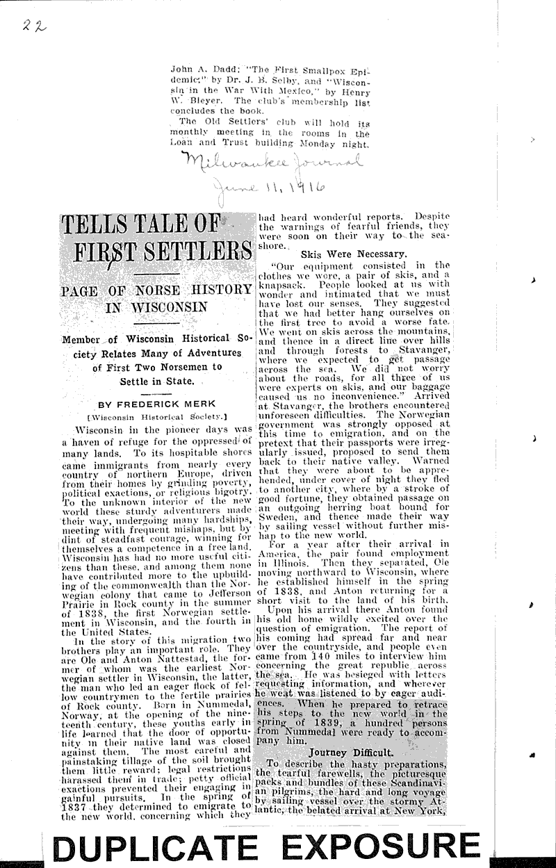  Source: Milwaukee Journal Topics: Immigrants Date: 1916-06-11