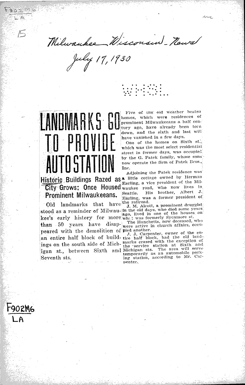  Source: Milwaukee Wisconsin News Topics: Architecture Date: 1930-07-17