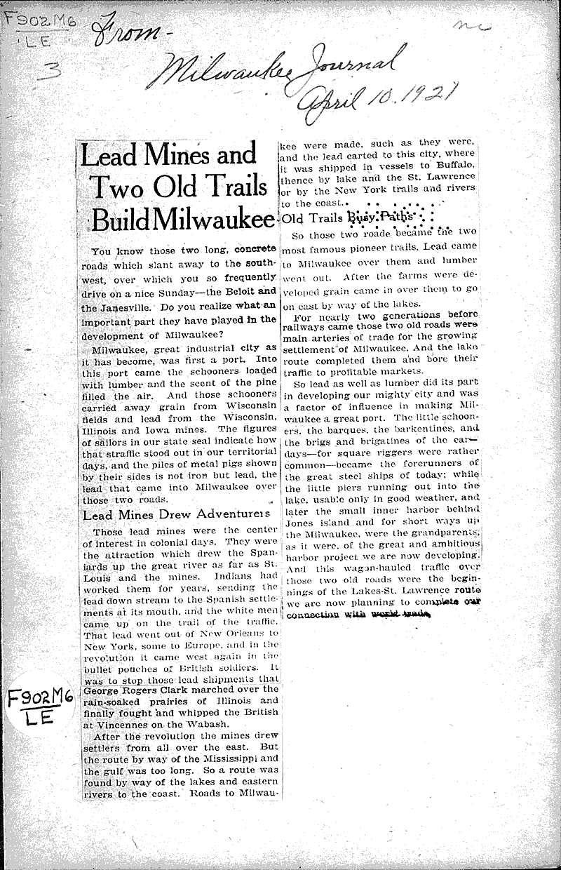  Source: Milwaukee Journal Topics: Transportation Date: 1921-04-10