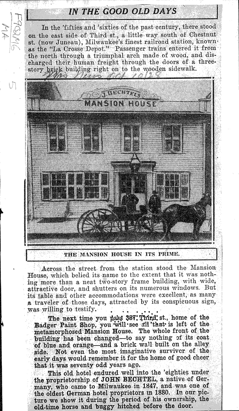In the good old days Source: Wisconsin News Topics: Architecture Date: 1928-10-10