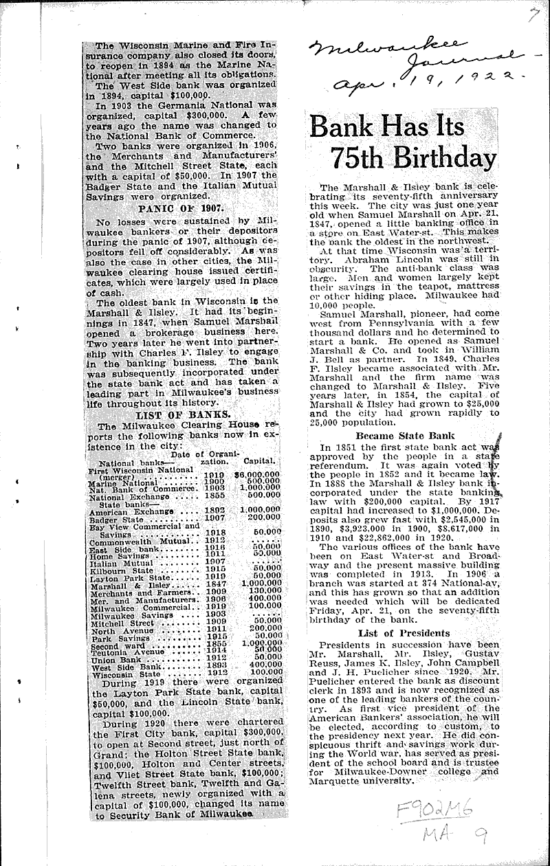  Source: Milwaukee Sentinel Topics: Industry Date: 1921-01-01