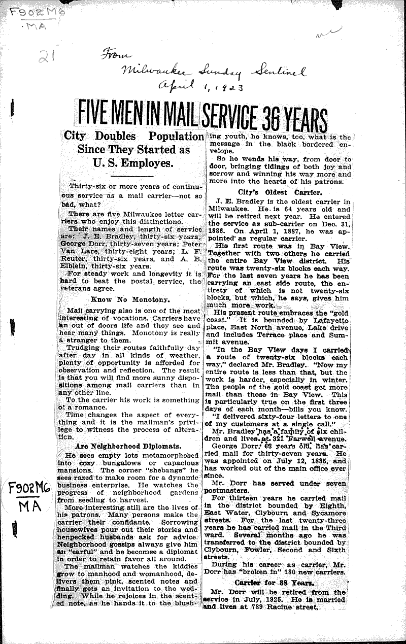  Source: Milwaukee Sunday Sentinel Topics: Government and Politics Date: 1923-04-01