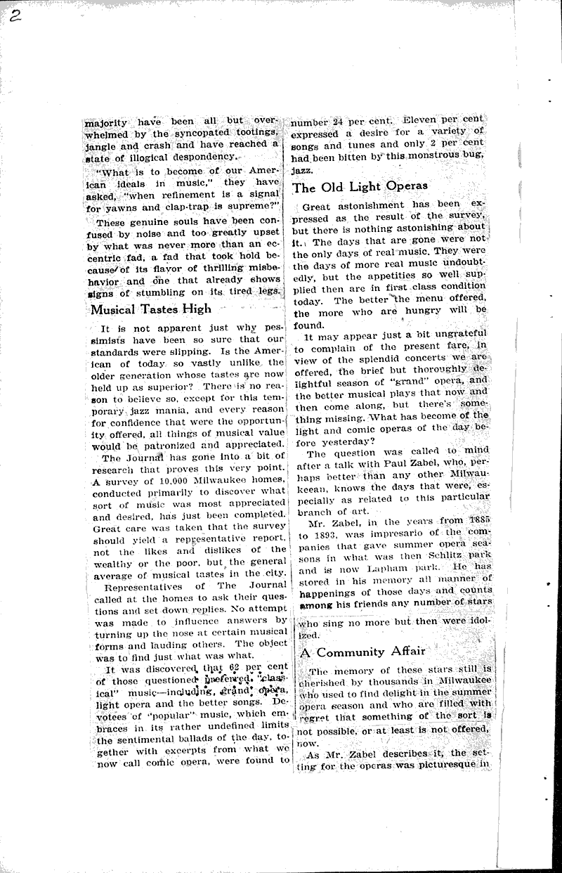 Milwaukee, once renowned for love of good music Source: Milwaukee Journal Topics: Art and Music Date: 1922-03-19