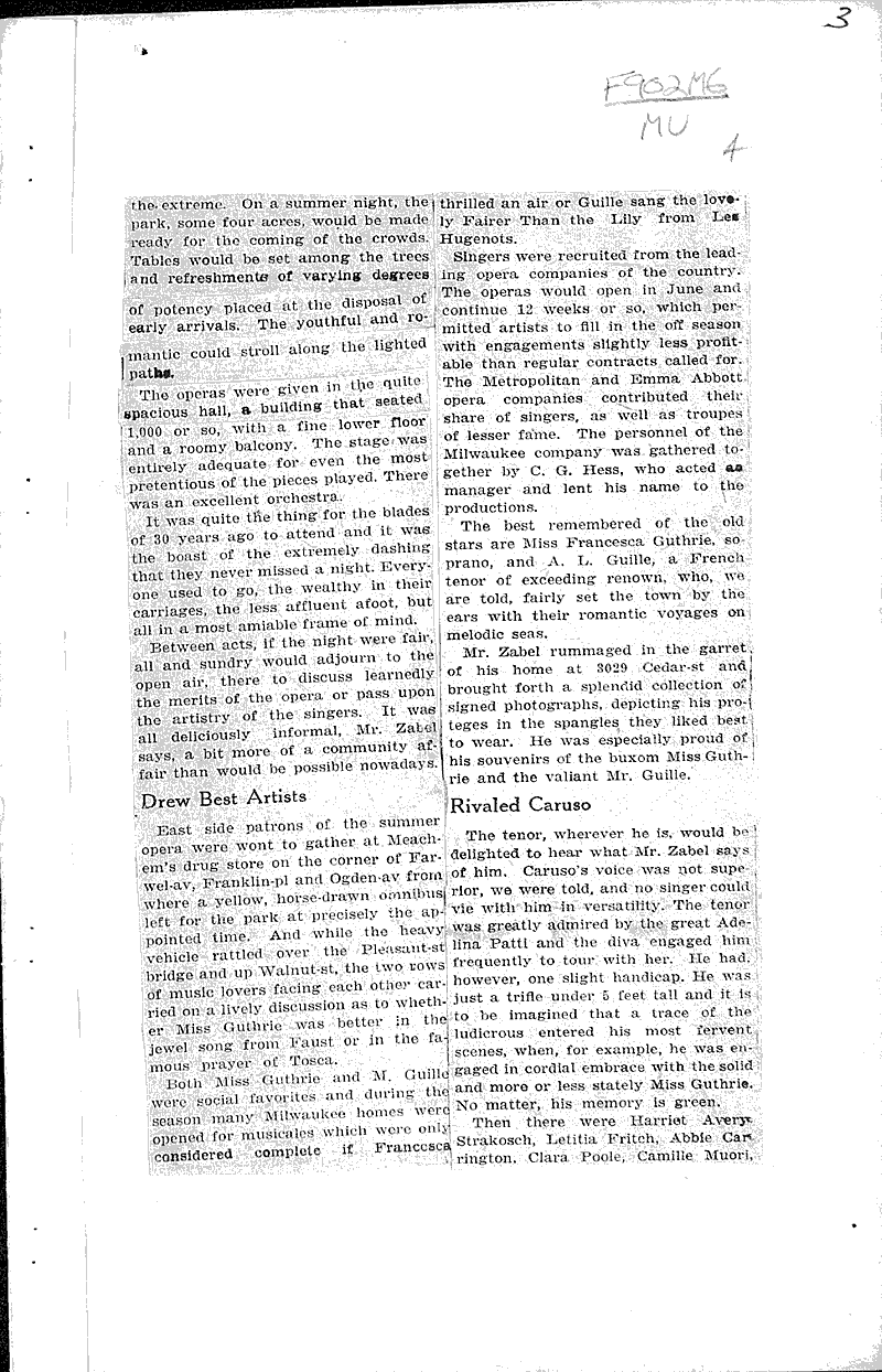 Milwaukee, once renowned for love of good music Source: Milwaukee Journal Topics: Art and Music Date: 1922-03-19