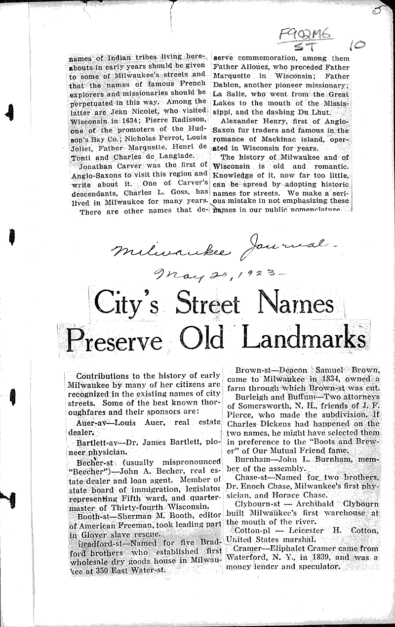  Source: Wisconsin News Topics: Transportation Date: 1922-05-03