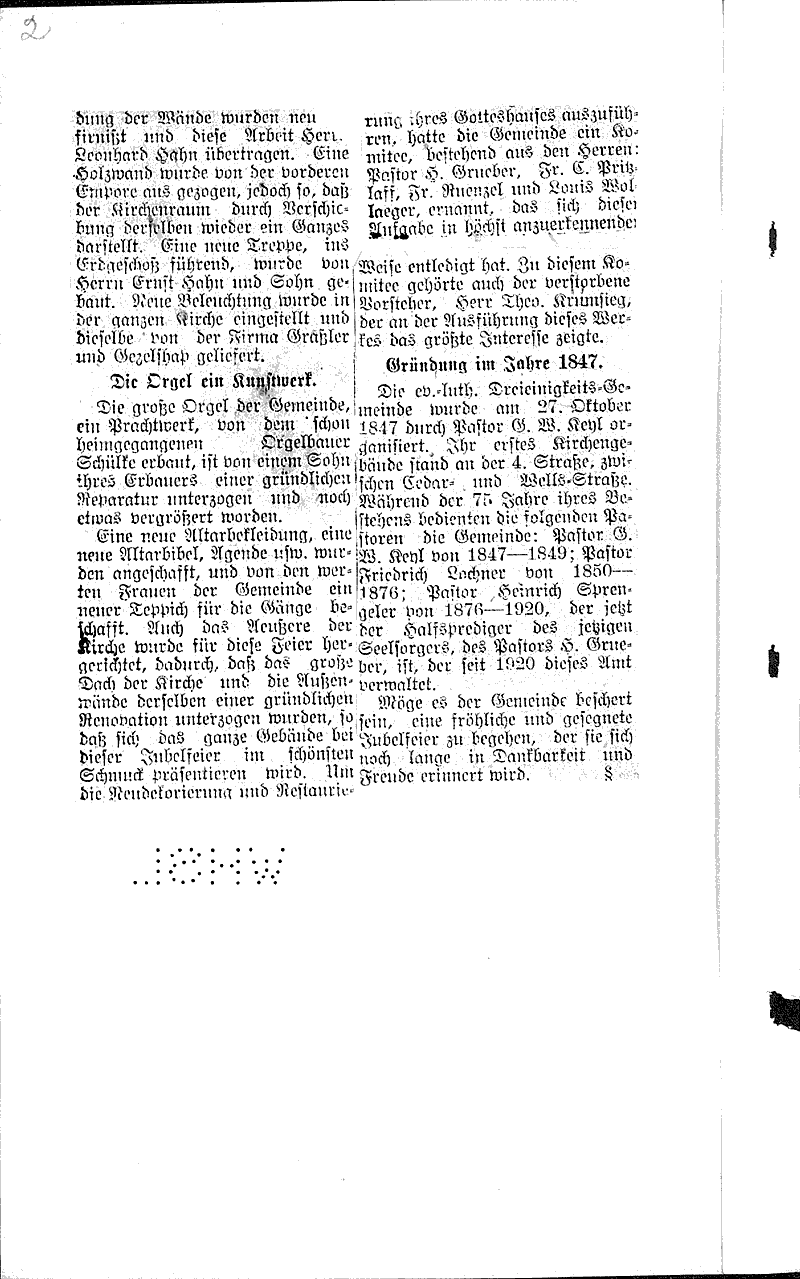 Ein diamantenes kirchenjubilaum Source: Milwaukee Herold Topics: Church History Date: 1922-10-08