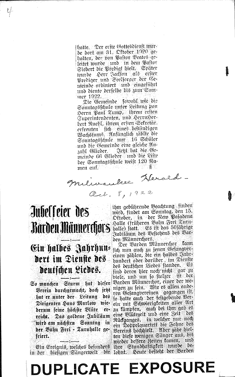 Ein diamantenes kirchenjubilaum Source: Milwaukee Herold Topics: Church History Date: 1922-10-08