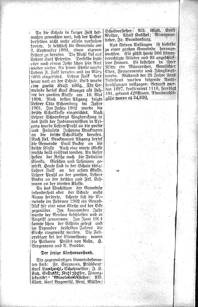 25 jahre einer kirchengemeinde (25 Years of a Church Congregation; Bethesda Lutheran Church, Milwaukee) Topics: Church History Date: 1916-10-10