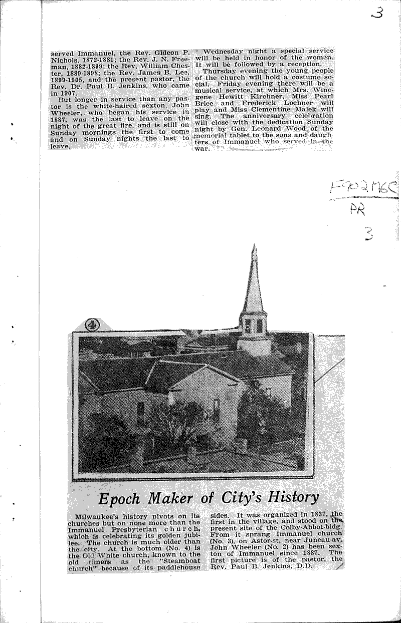  Source: Milwaukee Journal Topics: Church History Date: 1920-12-08