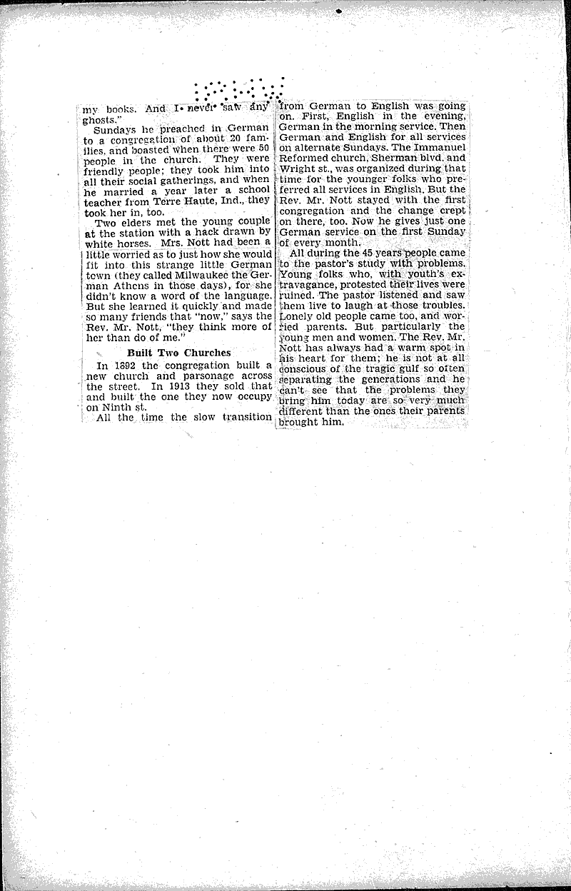  Source: Milwaukee Journal Topics: Church History Date: 1930-04-06
