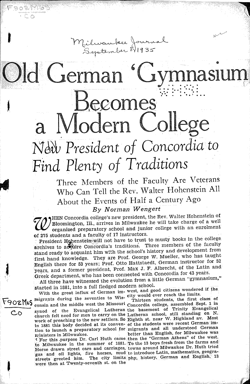  Source: Milwaukee Journal Topics: Education Date: 1935-09-08
