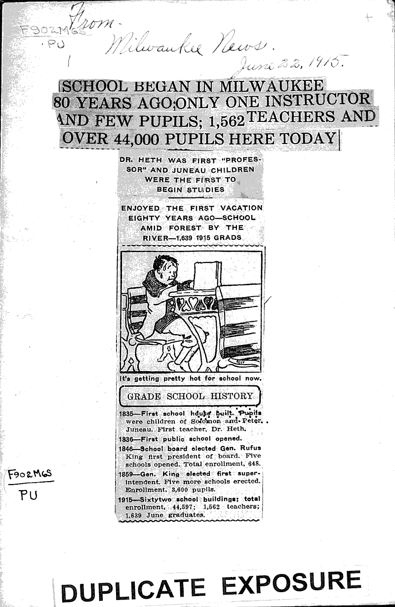  Source: Milwaukee News Topics: Education Date: 1915-06-22