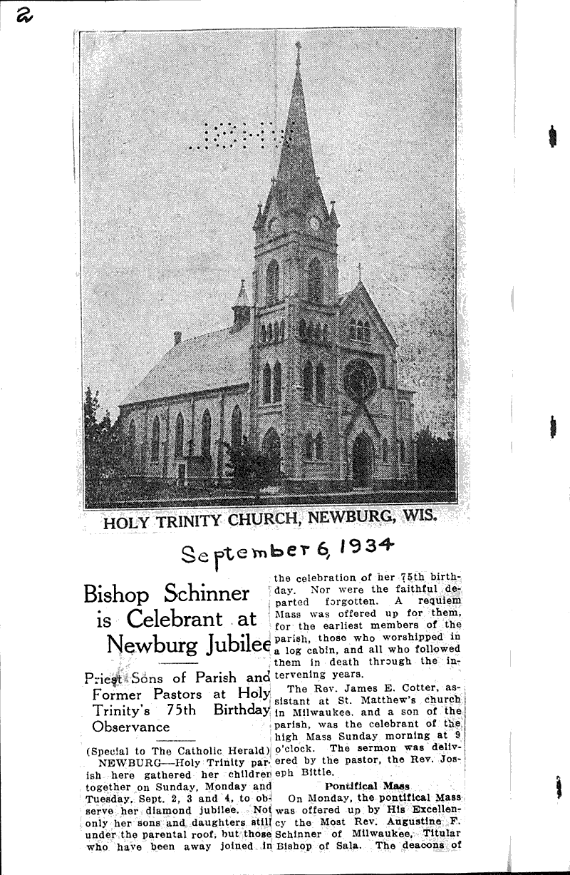  Source: Catholic Herald Topics: Church History Date: 1934-09-06