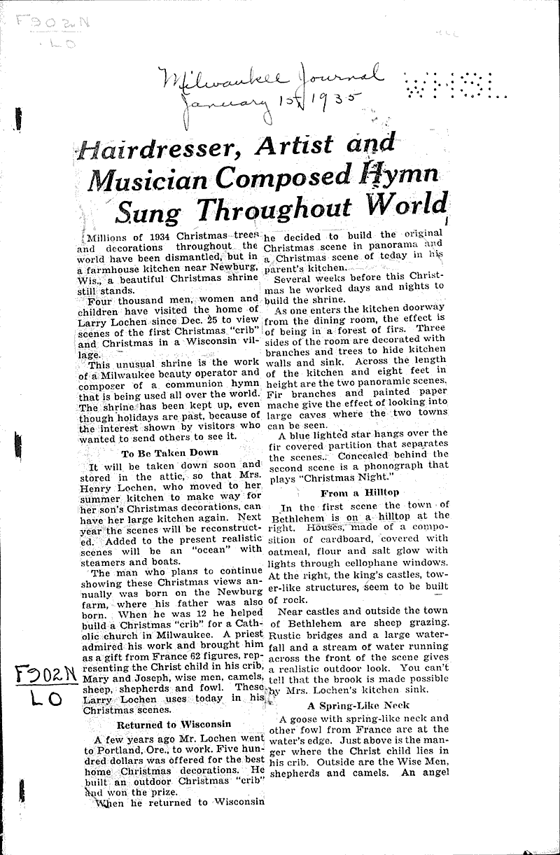  Source: Milwaukee Journal Topics: Art and Music Date: 1935-01-15
