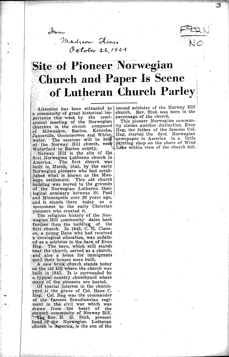  Source: Madison Times Topics: Church History Date: 1924-10-22