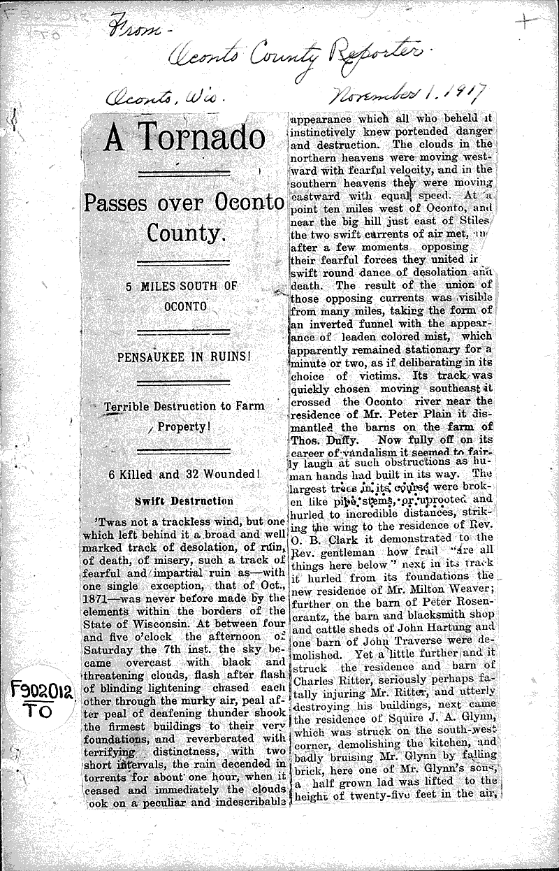  Source: Oconto County Reporter Date: 1917-11-01