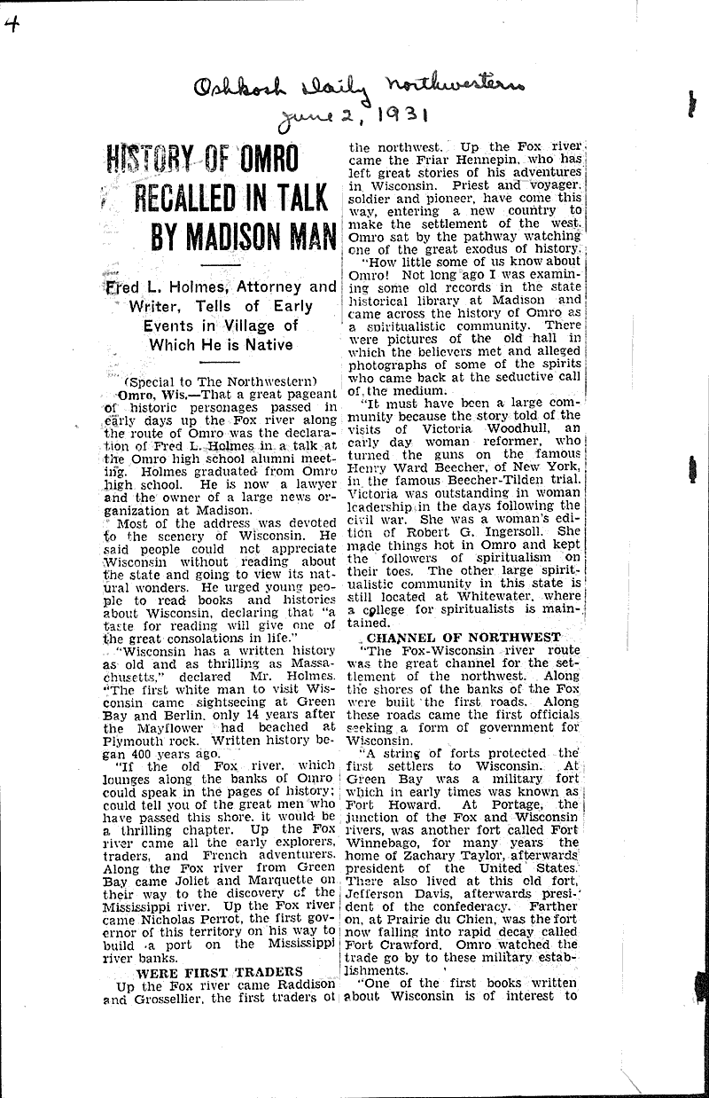  Source: Oshkosh Daily Northwestern Date: 1931-04-18