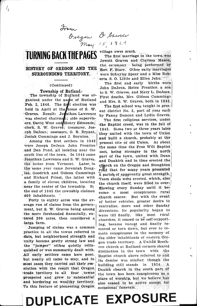 Turning back the pages Source: Oregon Observer Date: 1924-04-24