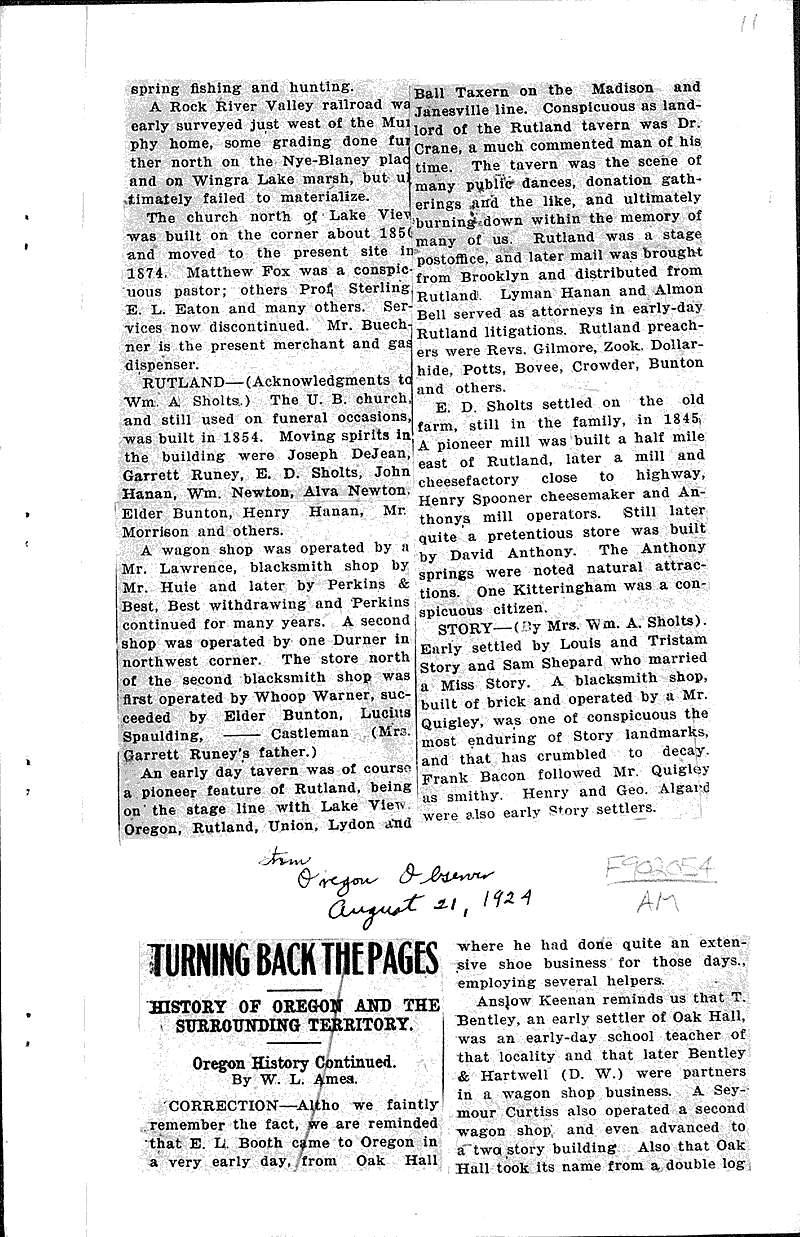 Turning back the pages Source: Oregon Observer Date: 1924-04-24