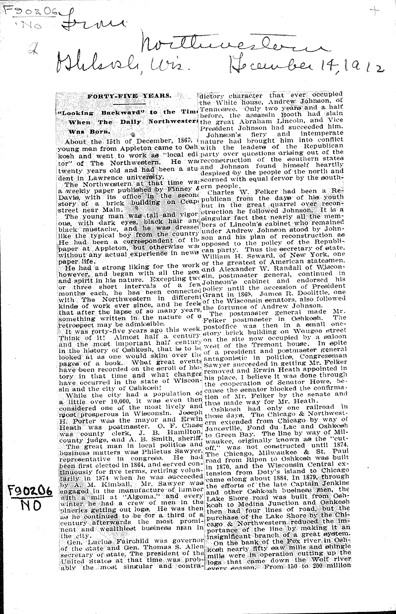  Source: Oshkosh Daily Northwestern Date: 1912-12-14