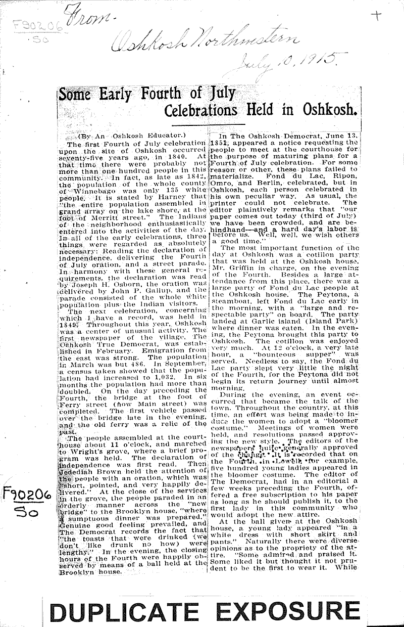  Source: Oshkosh Northwestern Date: 1915-07-10