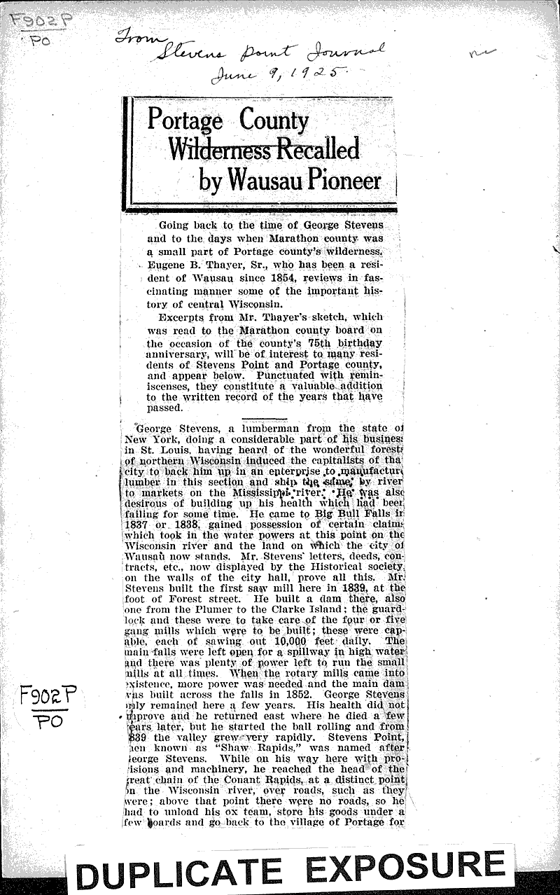  Source: Stevens Point Journal Date: 1925-06-09