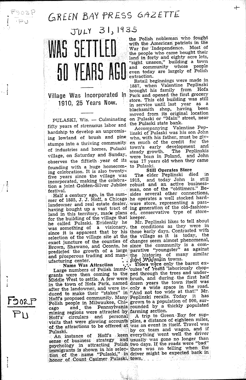  Source: Green Bay Press Gazette Date: 1935-07-31