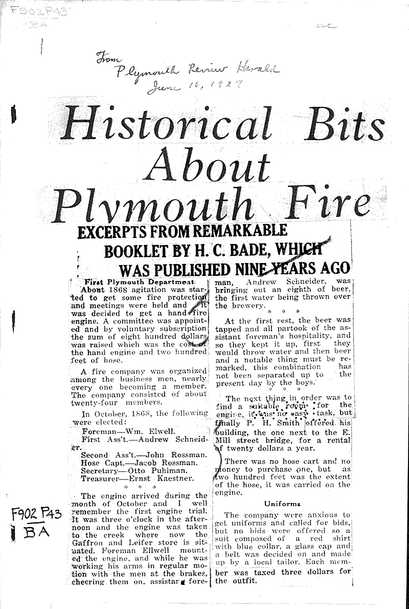  Source: Plymouth Review Date: 1927-06-16