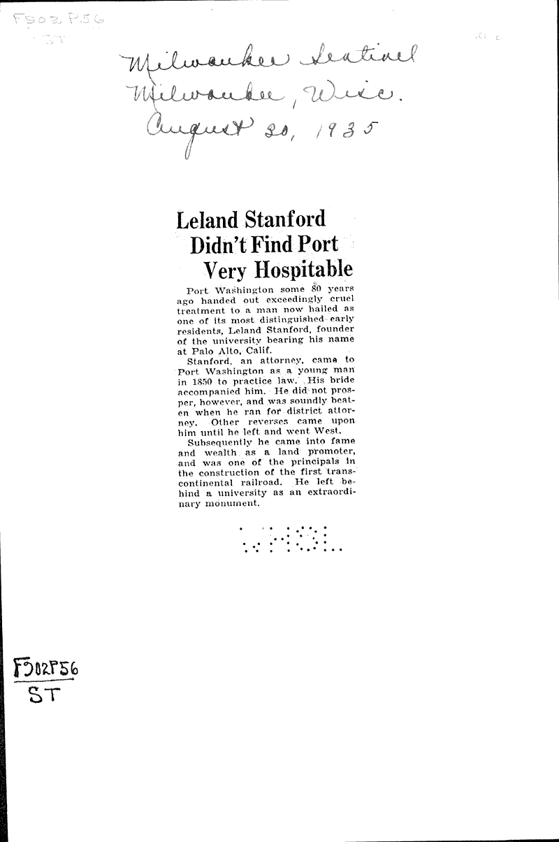  Source: Milwaukee Sentinel Date: 1935-08-30