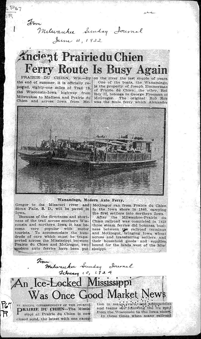  Source: Milwaukee Sunday Journal Topics: Transportation Date: 1924-02-10