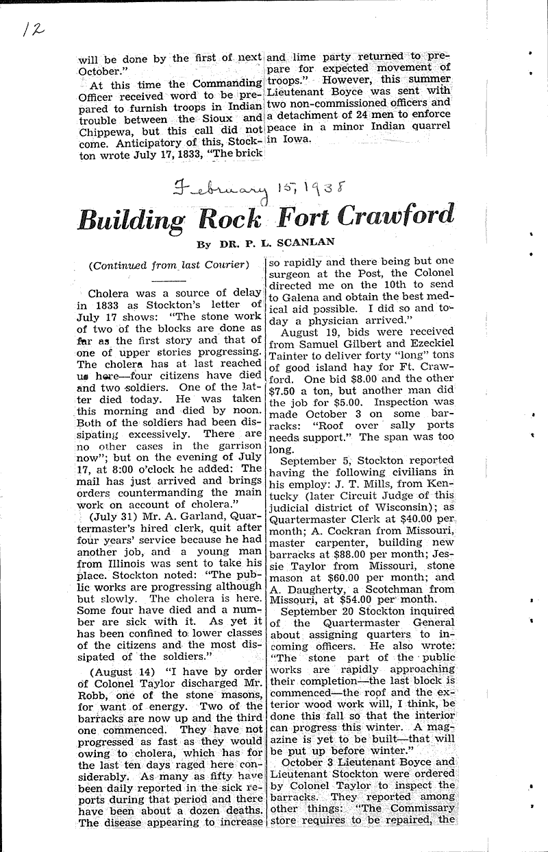  Source: Prairie du Chien Courier Topics: Wars Date: 1938-02-15