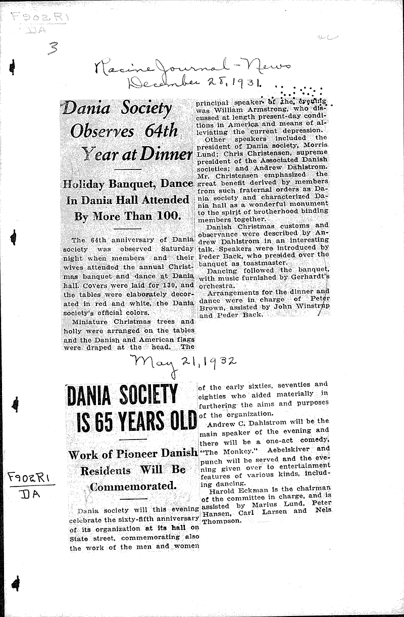  Source: Racine Journal-News Topics: Social and Political Movements Date: 1932-05-21