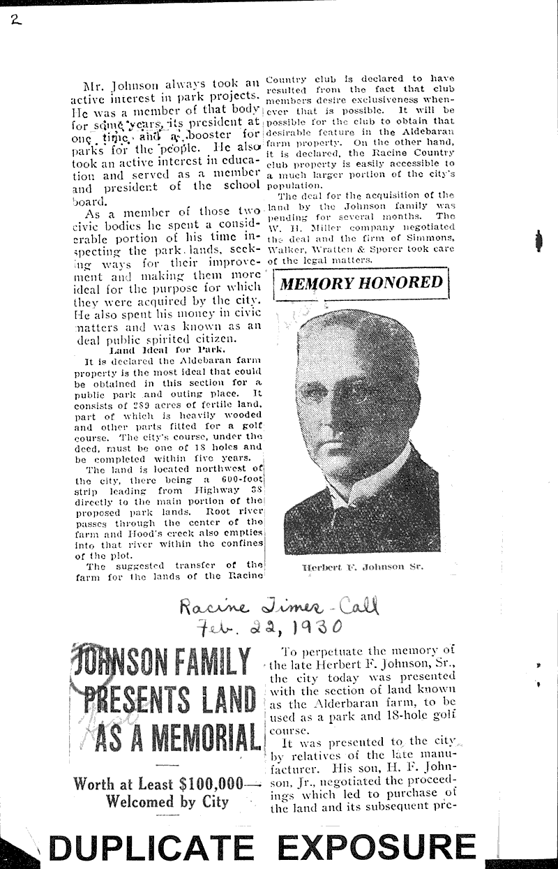  Source: Racine Journal-News Date: 1930-02-22
