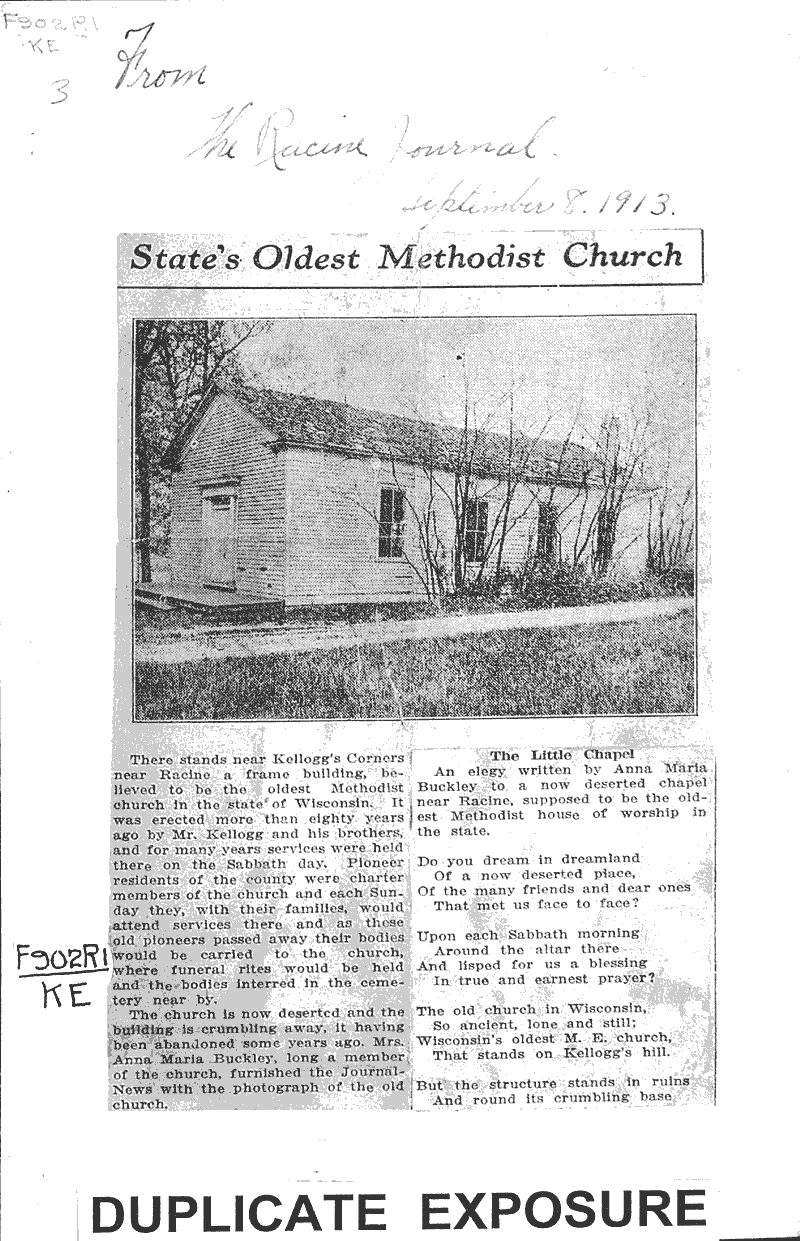 Source: Racine Journal Topics: Church History Date: 1913-09-08