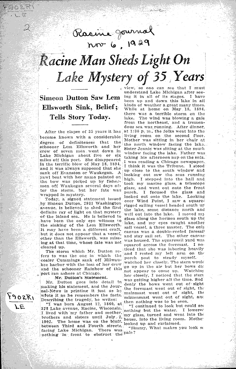  Source: Racine Journal Date: 1929-11-06