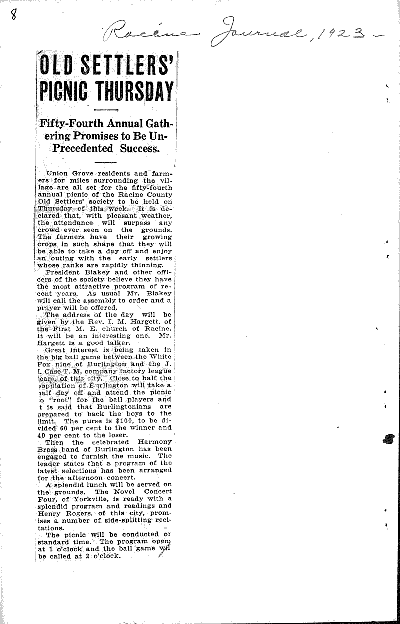  Source: Racine Daily Journal Date: 1922-06-14