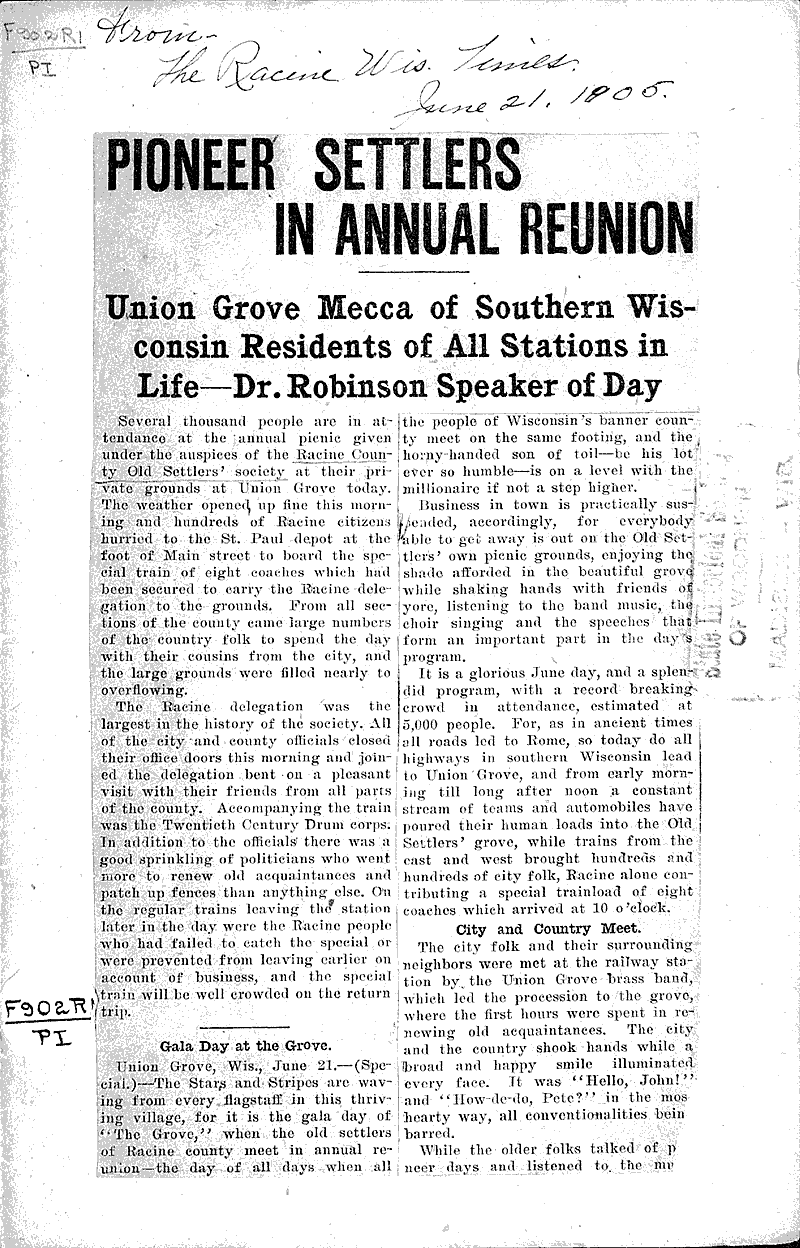  Source: Racine Times Date: 1905-06-21