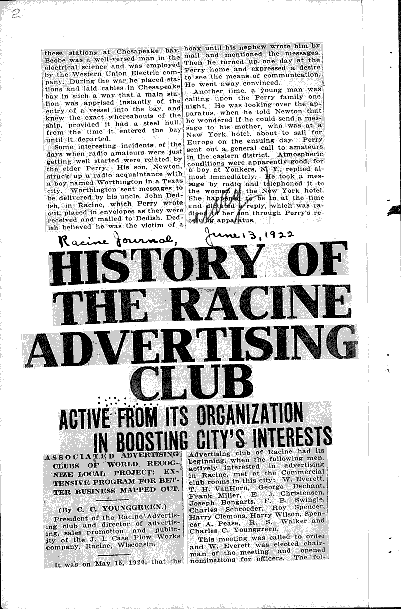  Source: Racine Journal Date: 1922-06-13